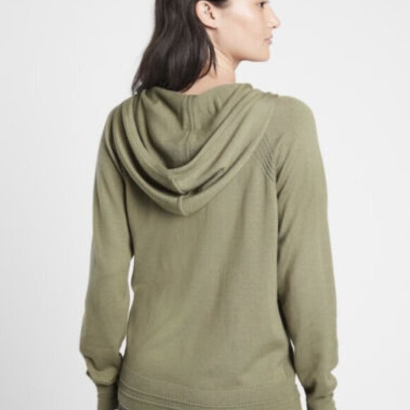 Athleta Evergreen Hoodie Knit Sweater Olive Green Size XS - Picture 16 of 16